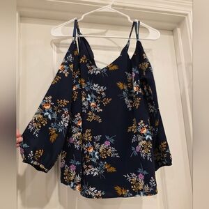 Monteau Navy Floral Blouse